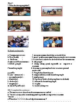 Bài tập Unit 3 môn Tiếng Anh Lớp 7 (Sách Thí điểm)